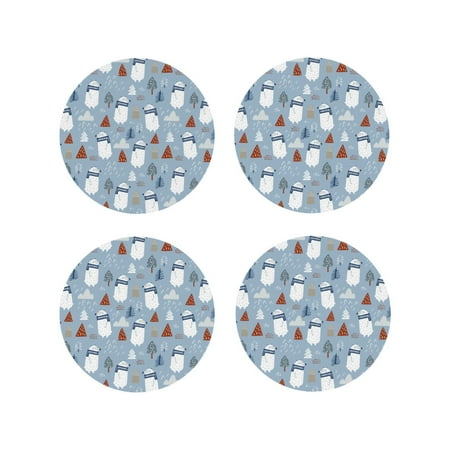 

Fuzoiu winter Scarf beer Print Leather Coasters Set Drink Coasters Set of 4 for Tabletop Protection Durable PVC Coasters Home Décor and Housewarming Gift-Round Shape