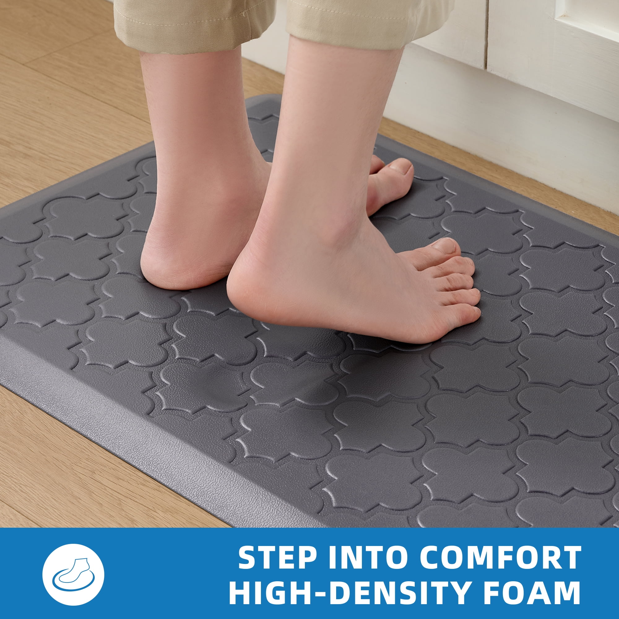 GALMAXS7 Kitchen Mat Anti Fatigue Mats for Kitchen Gray Kitchen Rug Memory Foam Ergonomic Rug 17"x 29"
