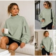 thumbnail image 6 of Mock Neck Sweatshirt Women Long Sleeve Casual Lightweight Sweatshirts No Hood Fall Fashion Oversized Turtleneck Pullover,XL, 6 of 9