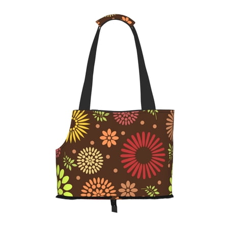 Dog Sling Carrier, Small Dog/Cat Soft Side Carrier Tote Bag for Subway/Shopping/Hiking/Travel-Flower Design Pattern