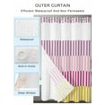 thumbnail image 2 of No Hook Cloth Fabric Shower Curtain with Snap in Liner, Colorful Stripe Waterproof Shower Curtains Set with See Through Top Window, Modern Pink Purple Yellow Vertical Striped Bath Curtains 66"x72", 2 of 6