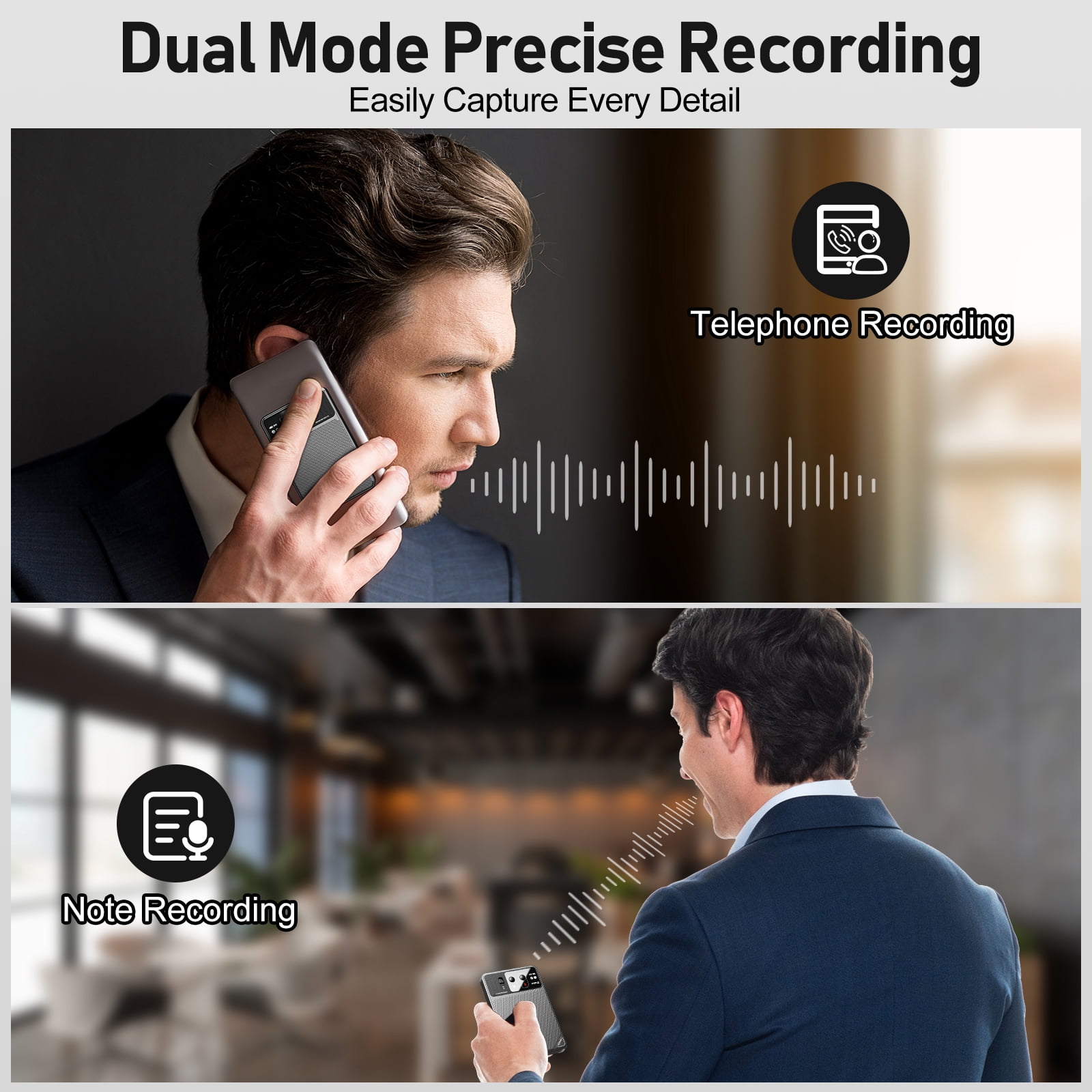 AI Voice Recorder, No Fee for Transcribe & Summarize Empowered by ChatGPT, Support 107 Languages Digital Voice Audio Recorder with App Control, 64GB Memory Recording Device for Lecture/Meeting, Grey