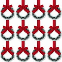 Vorkoi 12 Pcs Christmas Kitchen Cabinet Wreaths with Ribbon 3.94 Inch Mini Christmas Wreath Small Kitchen Xmas Decor for Window Door