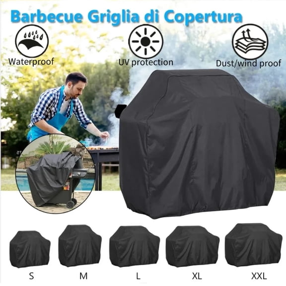 1pc Large Grill Cover - Heavy Duty Waterproof, Heat & Stain Resistant - For Gas Grills - Black -Perfect Gift for BBQ Enthusiasts