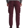 thumbnail image 6 of HOOMEUMY Men's Straight Fit Stretch Tapered Leg Elastic Waist Drawstring Bound Feet Cargo Pants with Multi Pockets Red 40, 6 of 7