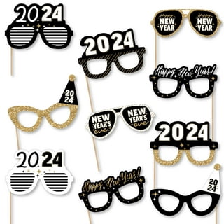 LOKESI 12 Pack Happy New Year Eyeglasses Fancy New Year Party Glasses Celebration Party Favor for 2024 New Year's Eve Party Decorations