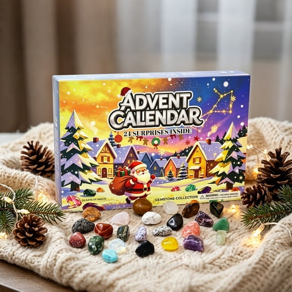 Advent Calendar 2026, 24 Day Crystal Countdown Calendar for Adults, Natural Gemstone Collection Kit Holiday Gift(A)