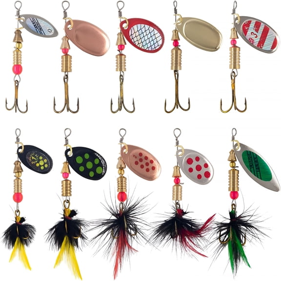 BESTSKY Rooster Tail Fishing Lures, Inline Spinner Baits Kit