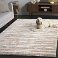 thumbnail image 3 of SAFAVIEH Tahoe Tyson Striped Shag Area Rug, Ivory/Gold, 6'7" x 6'7" Square, 3 of 8