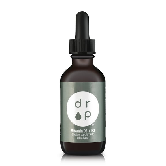 Drop Supplements Vitamin D3   K2 Drops with 1000 IU of Plant Based D3 and 45 mcg of K2, 2 oz Liquid Supplement for Bone Strength, Improved Mood - No Artificial Preservatives, Unflavored, with MCT Oil