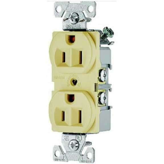 Cooper Wiring BR15W 15 amp - 125V Commercial Grade Back & Side Wire Duplex Receptacle, White