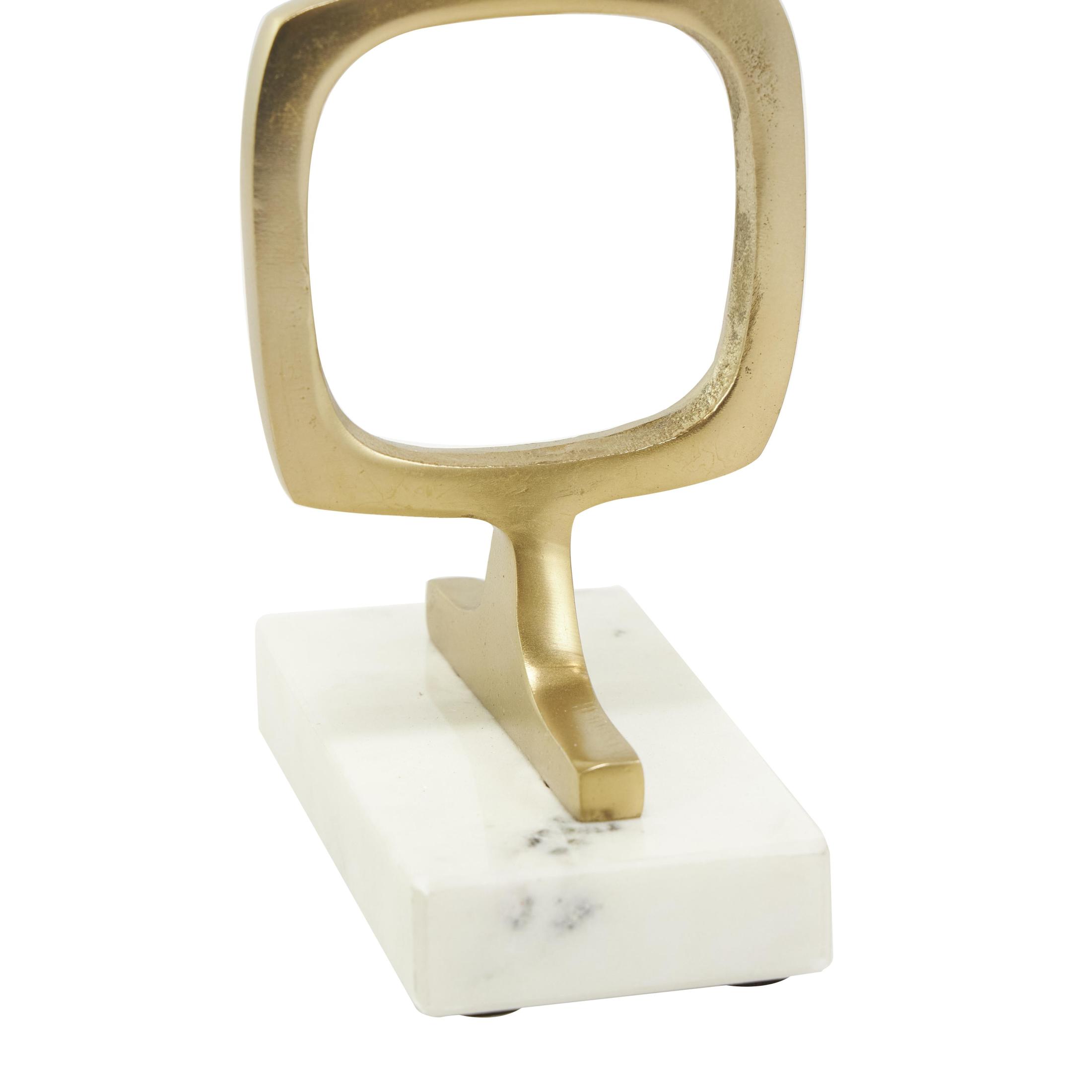 28", 19"H Gold Aluminum Metal Stacked Geometric Rings Abstract Sculpture with Marble Bases, by DecMode (2 Count)