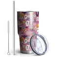 thumbnail image 2 of 30oz Halloween Cute Icons on Pink Pattern Tumblers Stainless Steel Tumbler with Lid and Straw,Vacuum Insulated Double Wall Travel Tumbler Cups Mug with Cleaning Brush for Coffee,Tea, 2 of 7