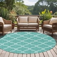 thumbnail image 5 of Blue Green Moroccan 8' Round Area Rug, Morocco Retro Abstract Quatrefoil Plaid Washable Non-Slip Large Circle Rugs for Living Room Bedroom, Soft Low Pile Rug Carpet for Dining Room Kitchen Farmhouse, 5 of 9