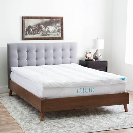 LUCID Plush Down Alternative Fiber Bed Topper-Allergen Free
