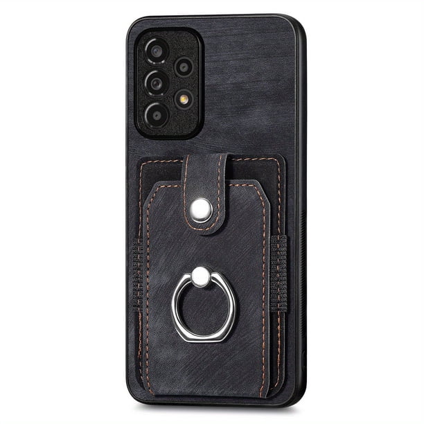 Phone Back Case Cover With Card Slot And Holder For Samsung Galaxy A04e/A54 5G/A02s/A03s/A04s/A12/A13/A20/A21s/A22 4G/A22 5G/A23/A30/A30s/A31/A32 4G/A32 5G/A33 5G/A41/A42 5G/A50/A50s/A51 5G/A52/A53 5G