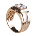 thumbnail image 4 of Valentines Day Gifts for Him Rings for Men High Carbon Diamond High Men's Diamond Ring Imitation Moissanite Gold Plated Wedding Ring Clearance Birthday Gifts for Men, 4 of 9