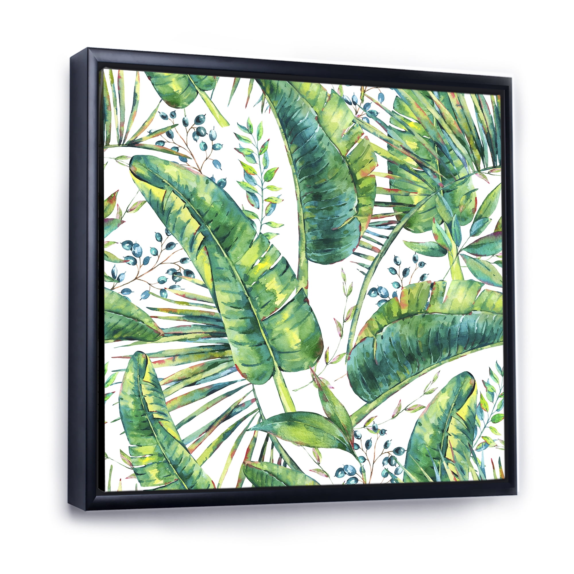 Designart 'Ancient Pattern Of Banana Leaves' Lake House Framed Canvas Wall Art Print