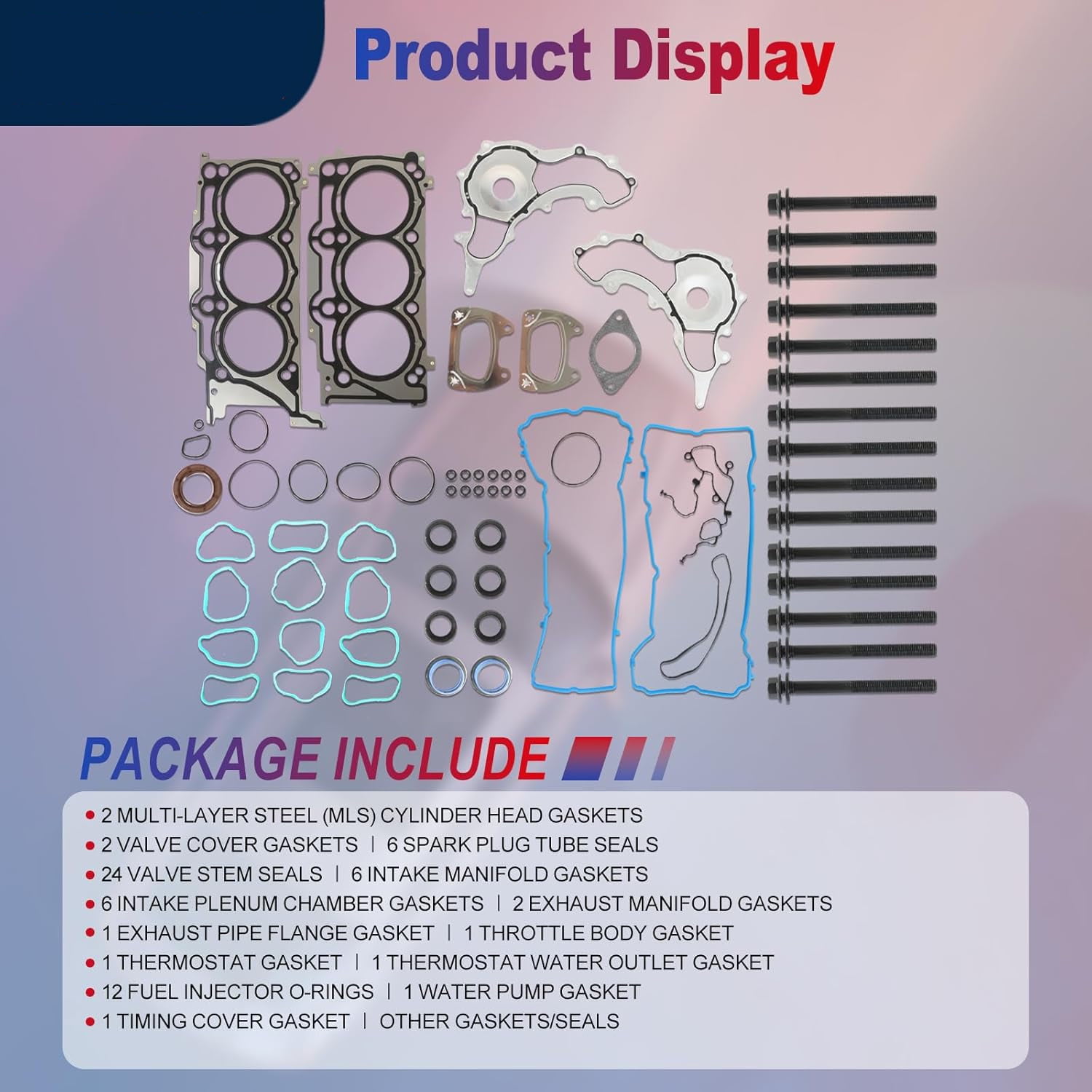 PANGOLIN Cylinder Head Gasket Set with Head Bolts HS26541PT Fit for 2011-2016 Chrysler 200 300, Dodge Challenger Journey, Ram 1500 C/V, Jeep Wrangler Engine Camshaft Bolt Aftermarket Replace Part