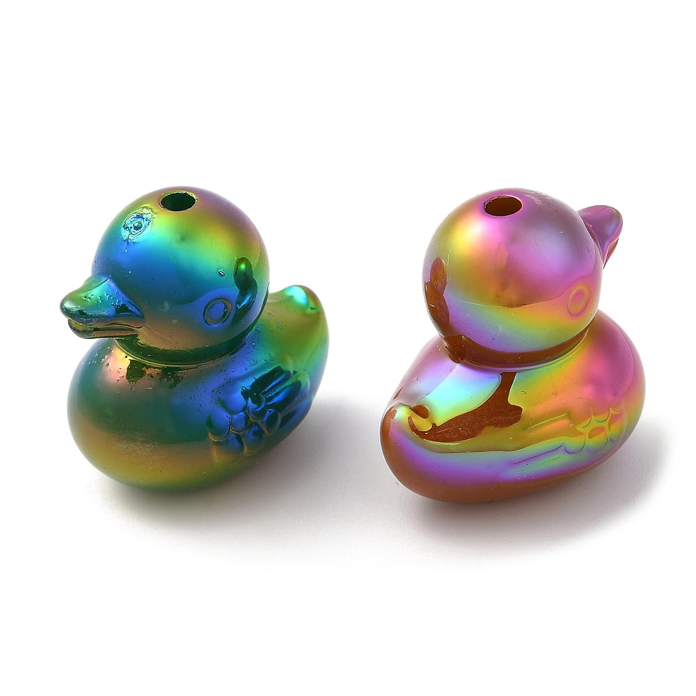 Opaque Acrylic Beads Iridescent Duck Mixed color 22x16x21.5mm Hole: 2mm