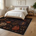 thumbnail image 3 of ODIKA 6'x9' Washable Area Rug Midnight Black Mystical Motifs Decorative Design Enchanting Floral and Celestial for Queen Size Bedroom, Under Bed, Master Suite, Easy Care, Non-Shedding, 3 of 7