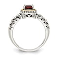 thumbnail image 5 of 925 Sterling Silver Polished Prong set Artisan Oxidized With 14k Garnet Ring Size 7 Band Style-Ring for Women, 5 of 8