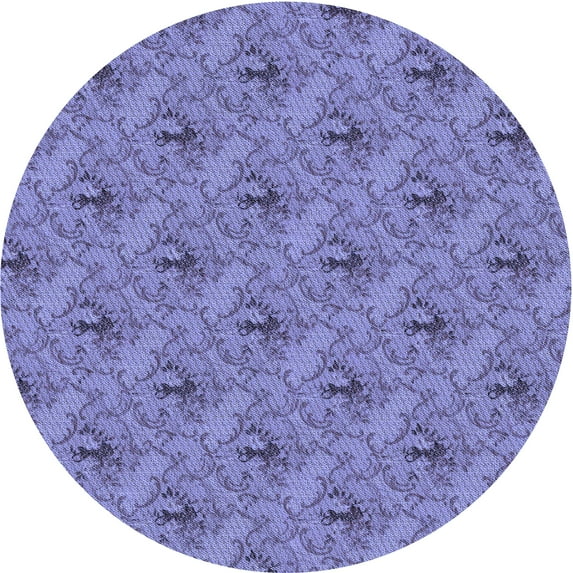 Ahgly Company Machine Washable Indoor Round Transitional Slate Blue Area Rugs, 6' Round