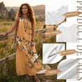 thumbnail image 6 of Xixirimido Hibicsus Flowers Mustard Yellow Print Casual Summer Dresses for Women 2026 Sleeveless Flowy Sundresses with Pockets Beach Vacation Dress Casual Long Maxi Dresses, Large, 6 of 7