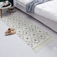 thumbnail image 1 of Cotton Rug with Fringe Printed Triangle Pattern Washable Carpet for Bedroom, Kitchen, Laundry Gray 60 x 130cm, 1 of 5