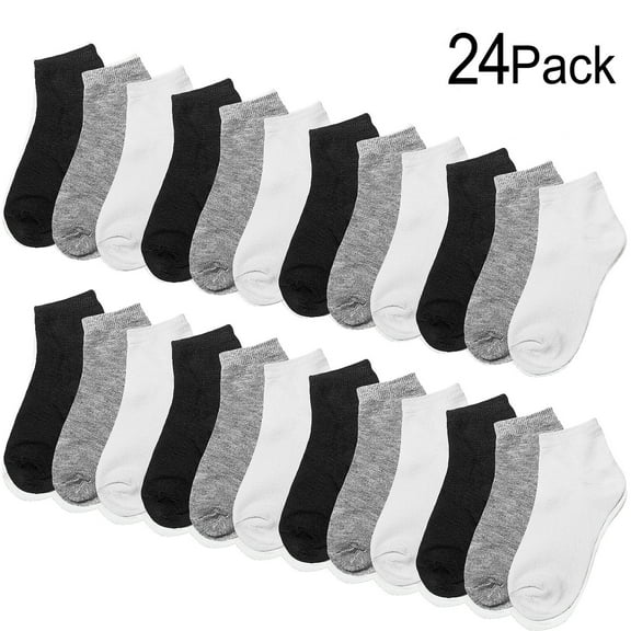 Falari 12/24 Pairs Boy Toddler and Kids Cotton Socks Sizes 2/4 - 6/8 & Toddler