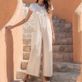 thumbnail image 7 of Women's Summer Sleeveless Bib Overalls Button Casual Loose Baggy Wide Leg Jumpsuits Romper with Pockets Womens Clothes, 7 of 7