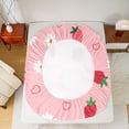 thumbnail image 5 of Homewish Kawaii Axolotl Twin Sheet Sets,Red Cute Strawberry Twin Fitted Sheet,White Cartoon Daisy Flower Flat Sheet For Girls Kids,Breathable Home Decor,3pcs, 5 of 7