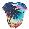 thumbnail image 5 of jtjvou Women's Sunset Print Tops Oversize Trendy Fashion Short Sleeve Pullover Summer Round Neck Blouse Going out Tops for Teen Multicolor,L, 5 of 5