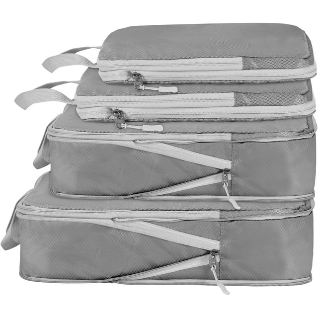 Compression Packing Cubes - 4 Piece Ultralight Suitcase Organizers - Travel Essentials for Luggage - Durable Organizer Bags Set