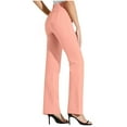 thumbnail image 7 of Boli Women's Pants Solid Color Elastic Waist Work Office Straight Leg Casual Pants，Size S-2XL, 7 of 7