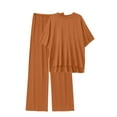 thumbnail image 2 of MINTREUS Lounge Sets for Women Knit Short Sleeve Tops and Long Pants Soft Comfy Pajamas Set Oversized 2 Piece Outfits S-4X, 2 of 8