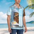 thumbnail image 3 of Pofeuu Funny Cat Taking a Bath Print Hawaiian Shirt for Men Sleeves Casual Button Down Summer Beach Dress Shirts T-Shirts,X-Large, 3 of 7