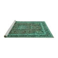 thumbnail image 2 of Ahgly Company Machine Washable Indoor Square Persian Turquoise Blue Traditional Area Rugs, 3' Square, 2 of 4