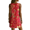 thumbnail image 5 of Summer Dress Plus Size Sleeveless V-Neck Floral Printed Pockets Summer Women's Flowy Beach Vacation Outdoor Casual Loose Dresses, 5 of 8