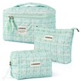 thumbnail image 1 of Set de Bolsas Cosméticas Lodmemo 3 Piezas de Algodón Acolchado Verde, 1 of 7