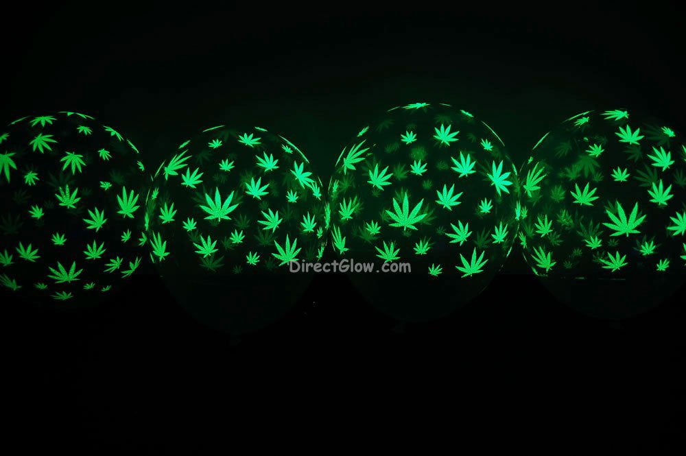 Details about   11 inch Glow in the Dark Clear Latex Weed Marijuana Pot Leaf Party Balloons 