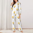 thumbnail image 2 of Pajama Sets for Women 2 Pcs, white Light Bulbs Pattern Button Down Long Sleeve Sleepwear Lounge PJ Sets, 2 of 6