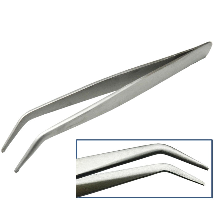 Tweezers Bent Tip Tweezer 45 Degree Bent Smooth Tips Jewelry Bead Hobby & Crafts