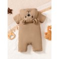 thumbnail image 4 of Mikrdoo Newborn Boys Romper Cute Bear Print Playsuits Single Breasted Design Hoodies One Piece Summer Bodysuits 6-9 Months Khaki, 4 of 9