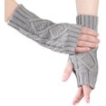 thumbnail image 1 of Gants d'Hiver Sans Doigts pour Femmes Chauds Tricotés Chauffe-Poignet Mitaines, 1 of 5