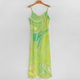 thumbnail image 5 of Lime Green Swirls Sleeveless Dress Loose Women's Dress Dresses Luxury Evening Dresses, 5 of 9