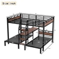 thumbnail image 3 of black Queen over Twin over Twin Metal Bunk Bed ,triple metal bunk bed with Storage shelves and storage stairs, 3 of 5