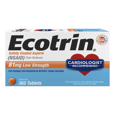 Ecotrin Low Strength Safety Coated Aspirin, NSAID, 81mg, 365 Tablets