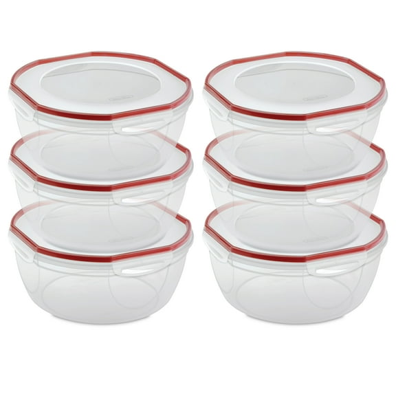 Sterilite Ultra Seal 8.10 Quart Plastic Food Storage Bowl Container, 6 Pack