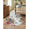 thumbnail image 2 of Unique Loom Blossom Bright Colors Area Rug 5' 3 x 5' 3 Round Ivory/Pink, 2 of 2
